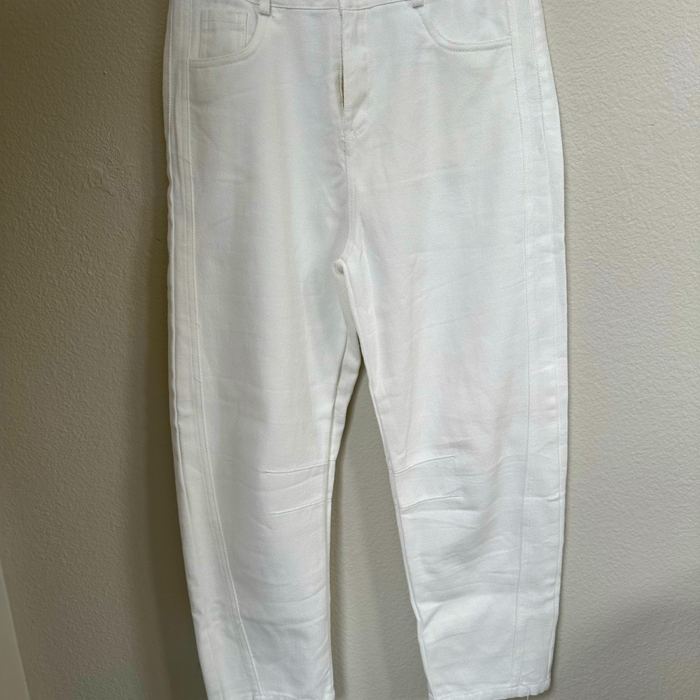 NWOT White Denim Barrel Pants